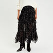 Jupon &eacute;vas&eacute; longueur 3/4 en voile noir femme