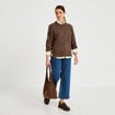 Pull manches longues marron fonc&eacute; femme