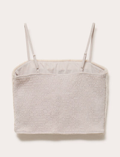 D&eacute;bardeur fausse fourrure sable femme