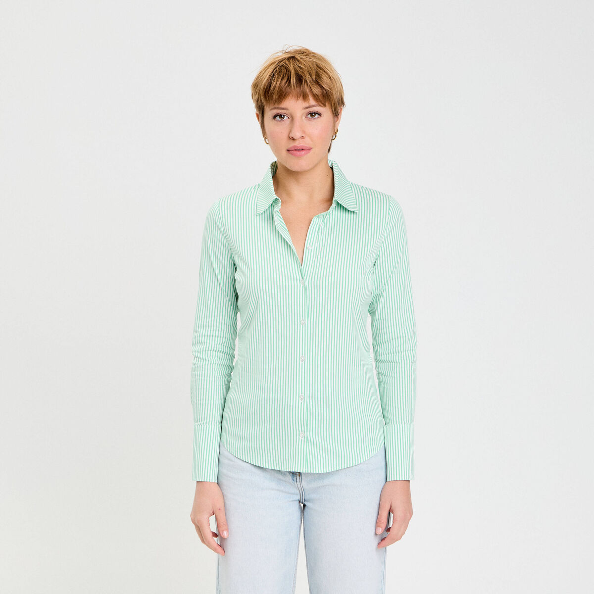 Chemise manches longues vert femme