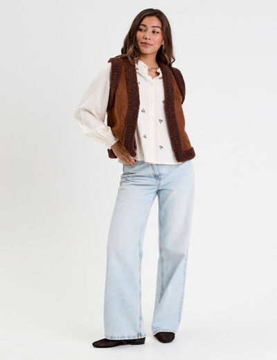 Veste sans manches marron fonc&eacute; femme