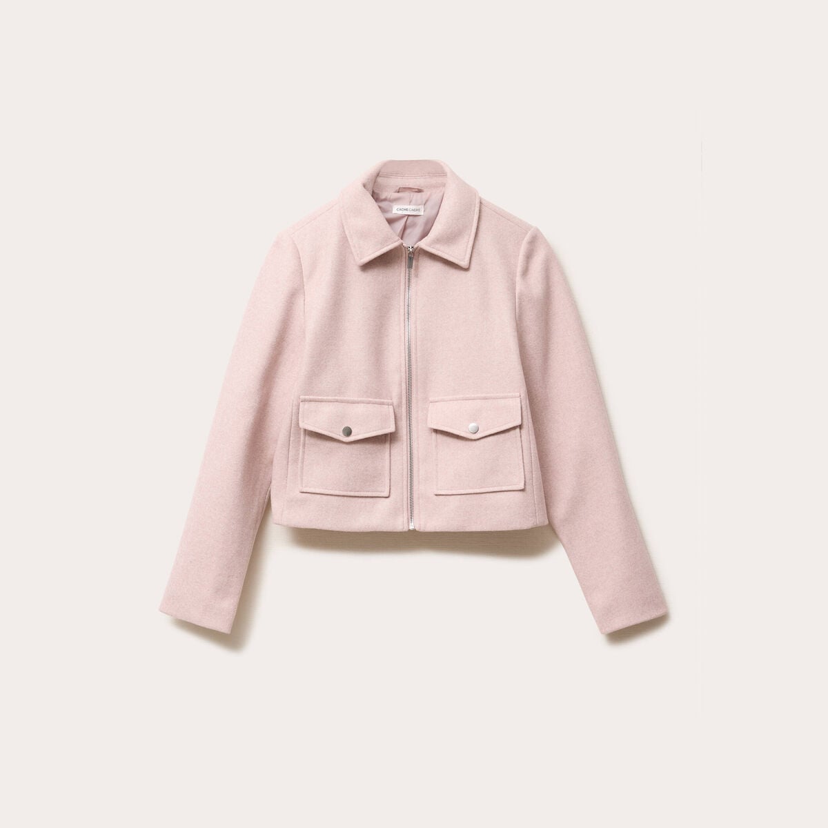 Veste zipp&eacute;e rose poudr&eacute;e femme