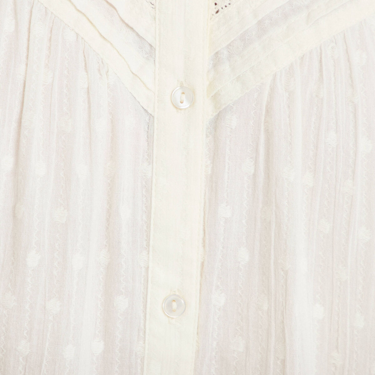 Blouse droite col rond manches longues ecru femme