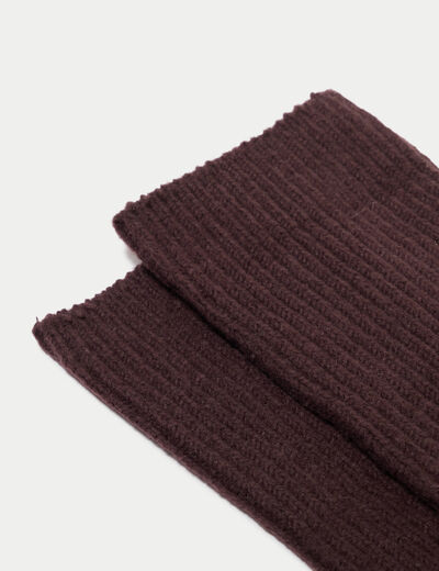 Chaussettes hautes marron fonc&eacute; femme