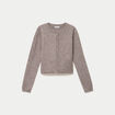 Gilet boutonn&eacute; manches longues taupe femme