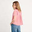 Chemise manches courtes rose corail femme