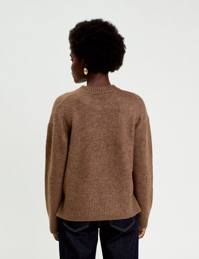 Pull manches longues marron clair femme
