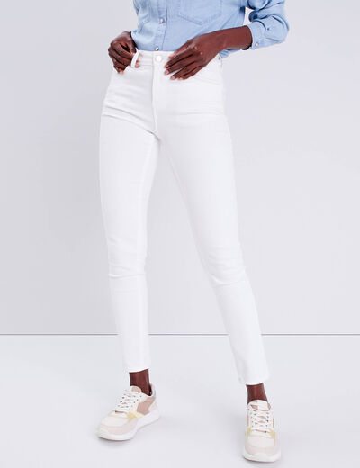 Jeans slim 5 poches blanc femme