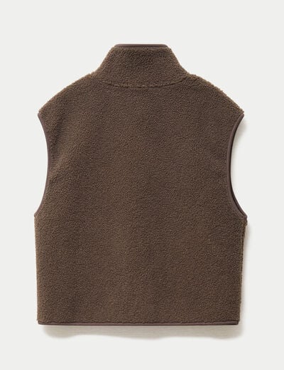 Veste sans manches effet polaire taupe femme