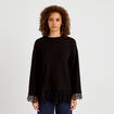 T-shirt manches longues avec dentelle noir femme