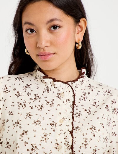 Chemise droite manches longues multicolore femme