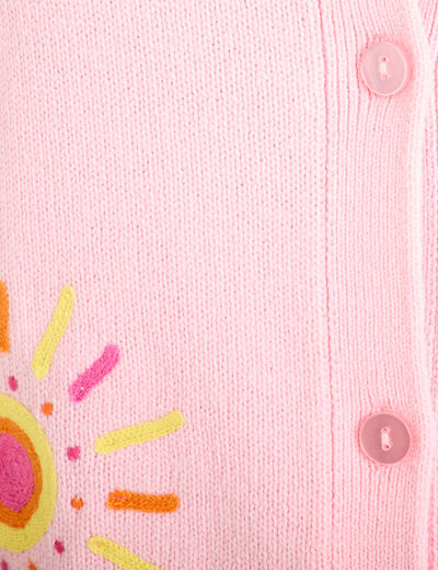 Gilet brod&eacute; manches courtes rose corail femme