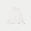 Blouse droite col v manches longues ecru femme