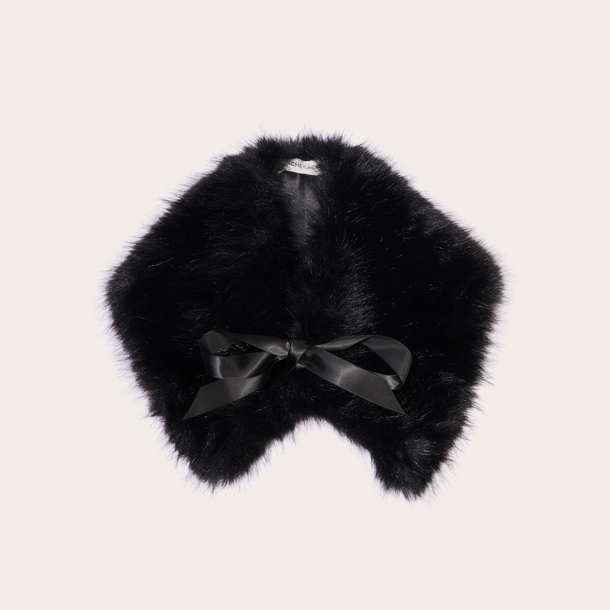 Foulard en fausse fourrure noir femme