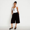 Bermuda large taille haute noir femme