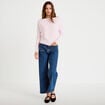 T-shirt col bateau manches longues rose clair femme