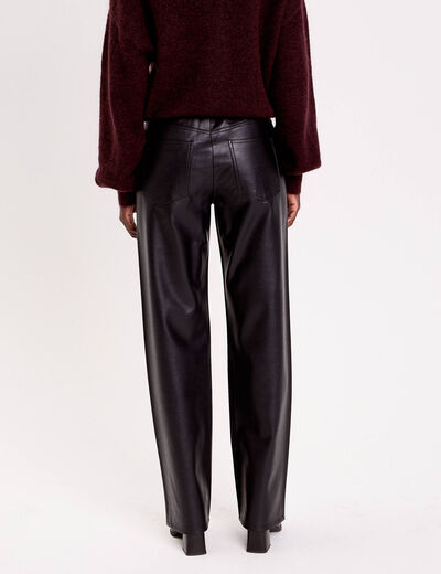 Pantalon large similicuir noir femme