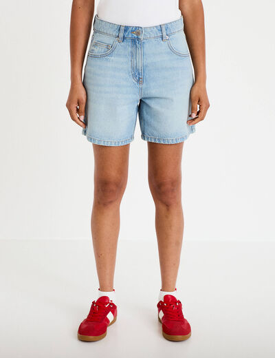 Bermuda regular 5 poches en jean denim bleach femme