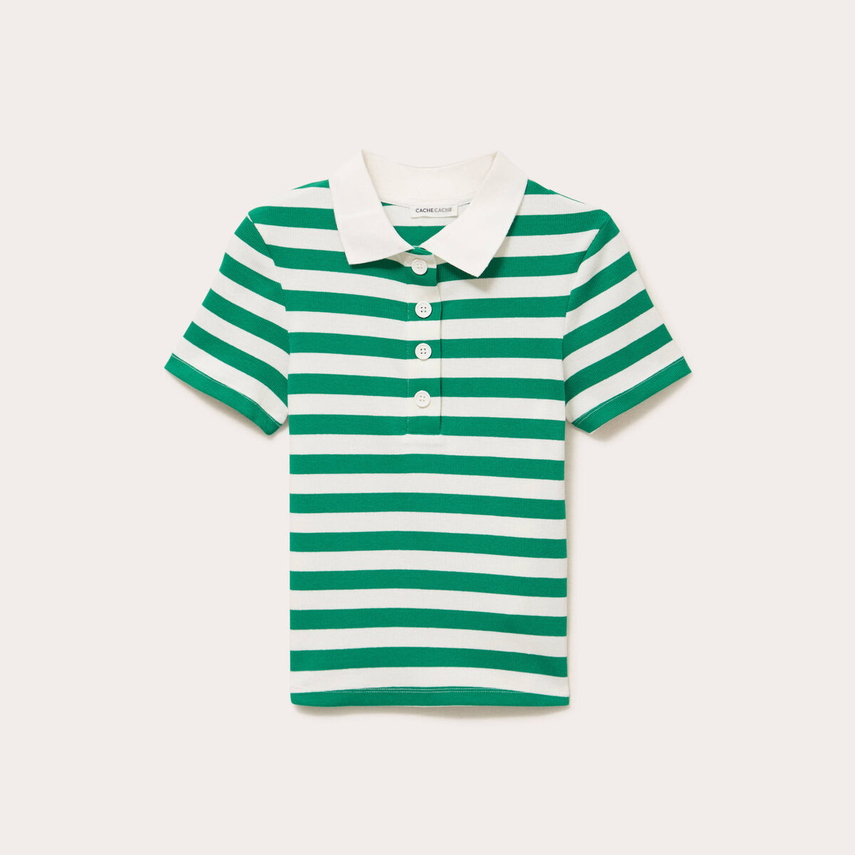 T-shirt c&ocirc;tel&eacute; col polo vert femme