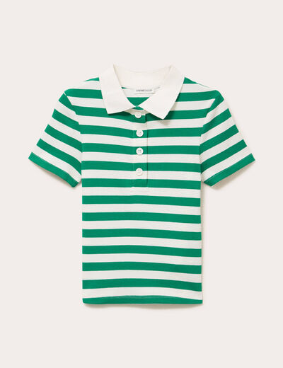 T-shirt c&ocirc;tel&eacute; col polo vert femme
