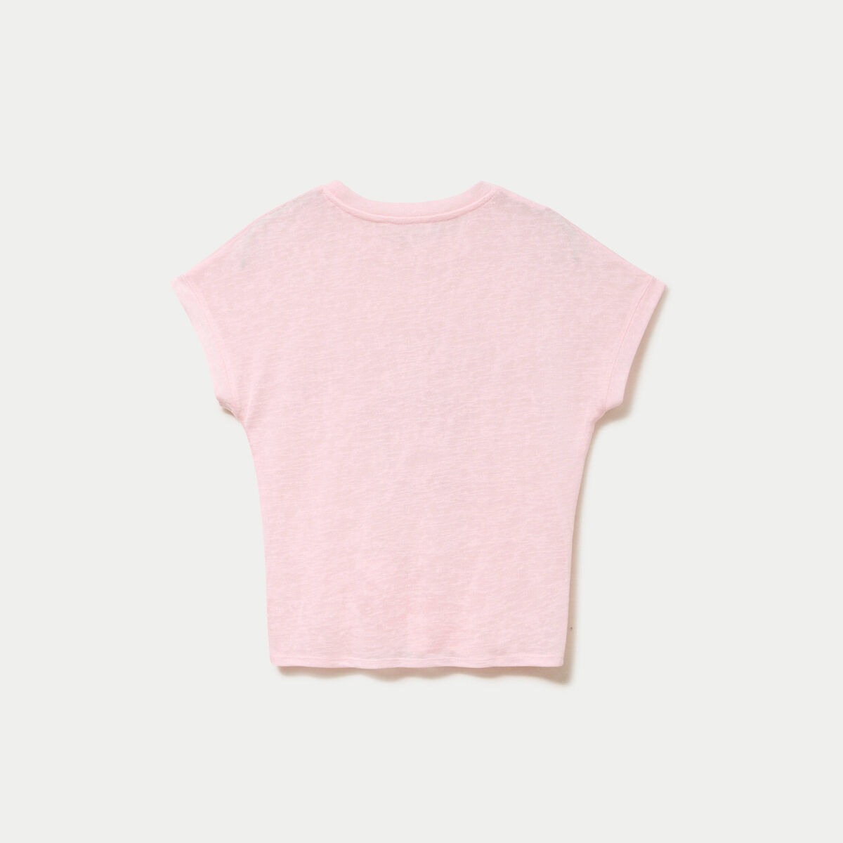 T-shirt droit cropped manches courtes rose clair femme