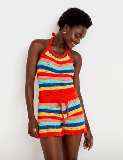 Short crochet rouge femme