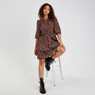 Robe &eacute;vas&eacute;e manches 3/4 marron chocolat femme
