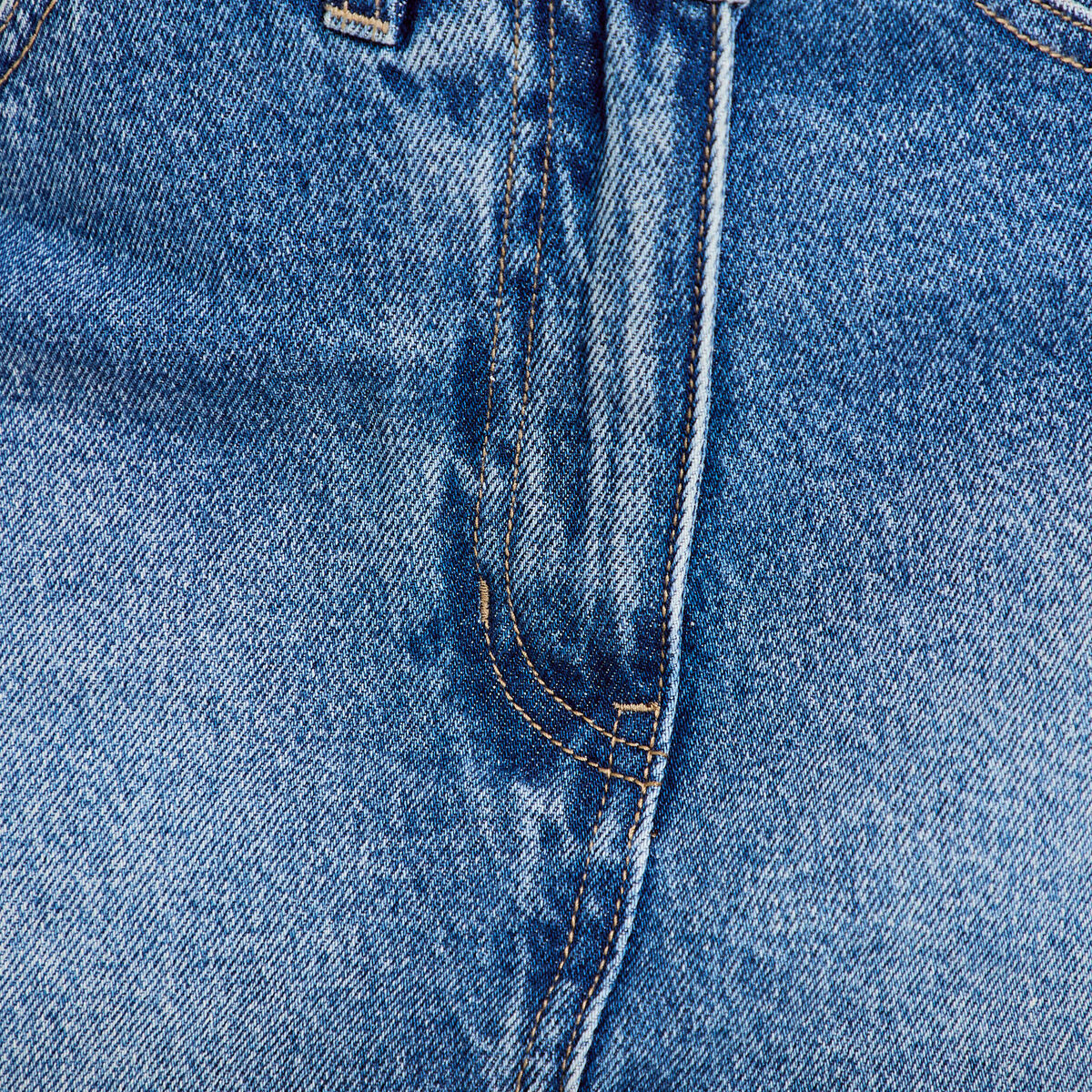 Jupe-short droite en jean denim double stone femme