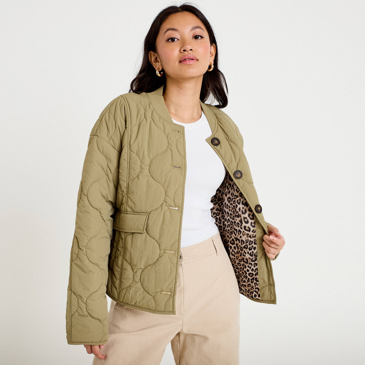 Veste ample manches longues vert femme
