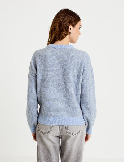Pull ample col rond manches longues gris femme