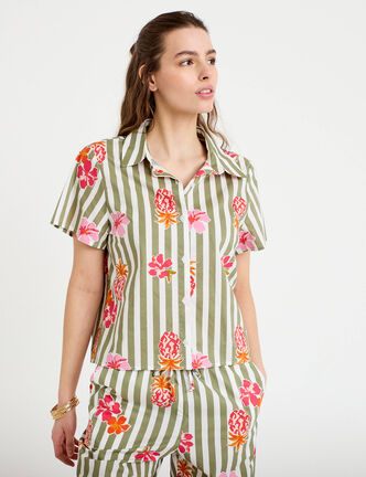 Chemise col classique manches courtes blanc femme