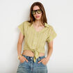 Chemise droite cropped col classique vert kaki femme