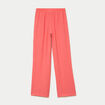 Pantalon large taille haute en cr&ecirc;pe rose femme