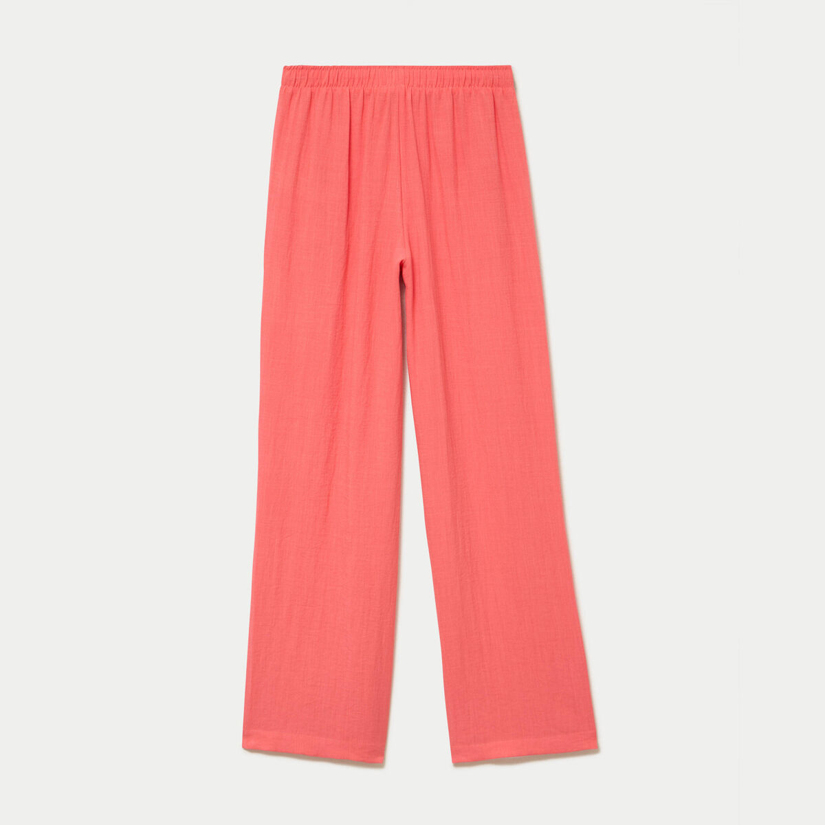Pantalon large taille haute en cr&ecirc;pe rose femme