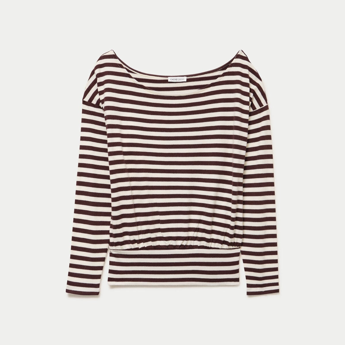 Pull col bateau manches longues blanc femme