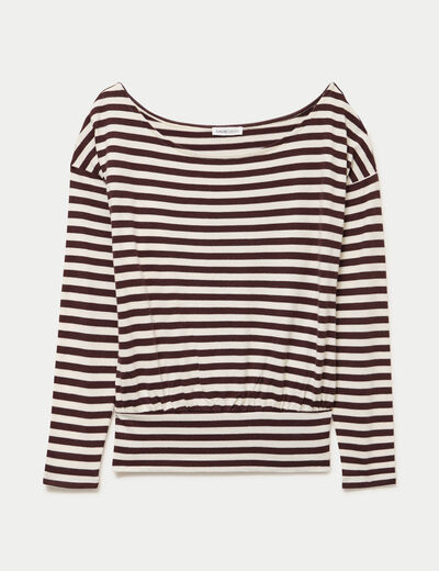 Pull col bateau manches longues blanc femme