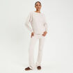 Sweat duveteux col rond manches longues sable femme