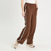 Pantalon large bandes c&ocirc;t&eacute;s marron fonc&eacute; femme