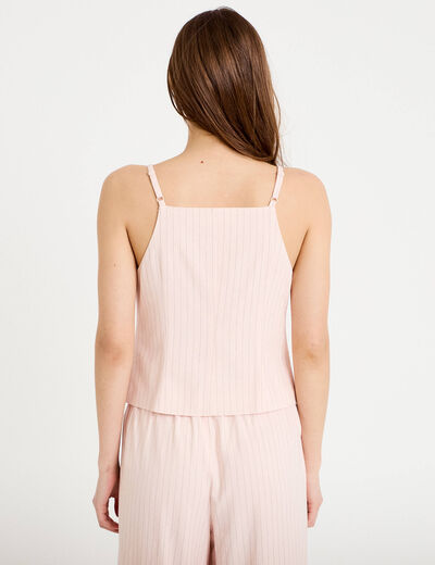 Gilet ajust&eacute; col v bretelles fines rose femme