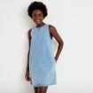 Robe courte &eacute;vas&eacute;e en jean sans manches bleu femme