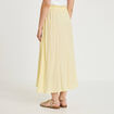 Jupe longue &eacute;vas&eacute;e satin jaune clair femme