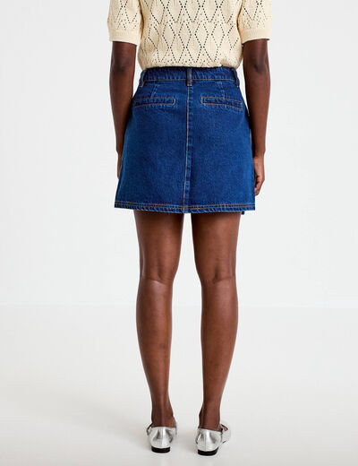 Jupe droite courte en jean denim double stone femme