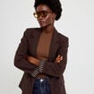 Blazer ajust&eacute; manches longues marron fonc&eacute; femme