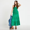 Jupon long &eacute;vas&eacute; avec broderie vert femme