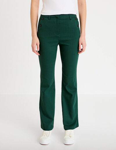 Pantalon bootcut &agrave; pont vert fonc&eacute; femme