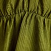 Blouse pliss&eacute;e col v manches courtes vert kaki femme