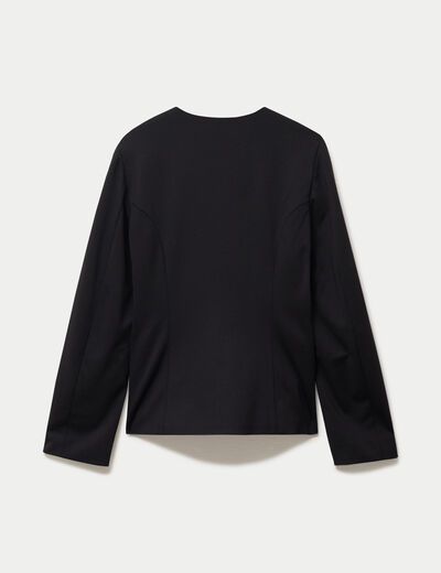 Blazer cintr&eacute; manches longues stretch noir femme