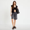 Gilet manches courtes aspect dentelle noir femme