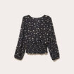 Blouse courte taille smock&eacute;e noir femme