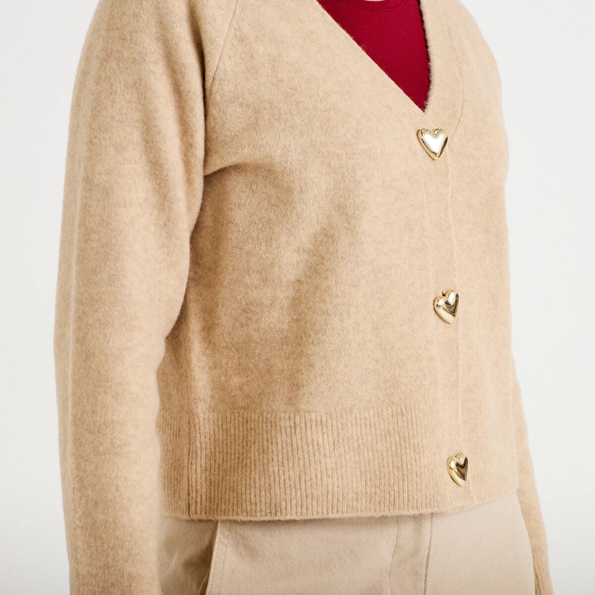 Gilet boutons coeur beige femme